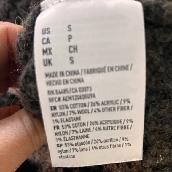 American Eagle Brown Diamond Wool Blend Knit Long Sleeved Sweater Size Small - Picture 6 of 6